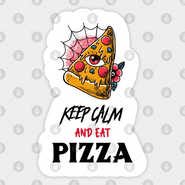 keep calm and eat pizza Sticker by Kongsepts